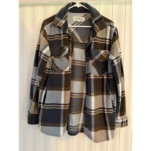 Cozy & Thick Size Medium Black, White & Brown Shirt Jacket